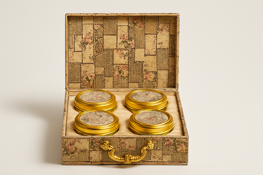 4 JAR BOX FLORAL CHECK PATTERN PINK