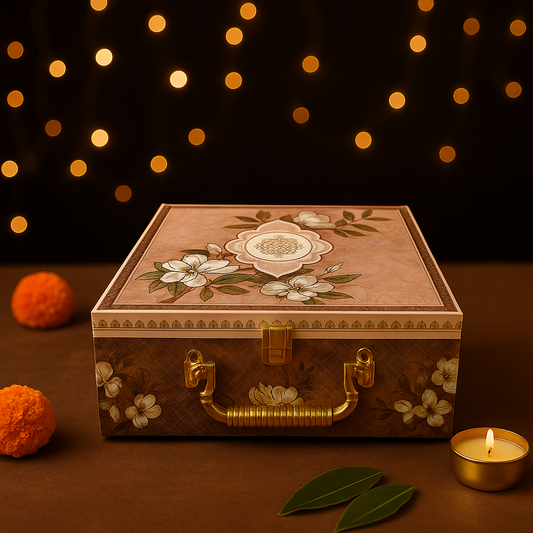 4 JAR FLOWER DESIGN BOX PEACH