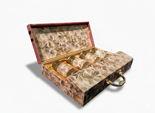 4 JAR BREIFCASE VELVET DESIGN PINK