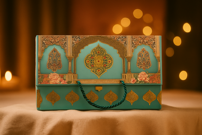 2 JAR BOX TEMPLE PATTERN GREEN