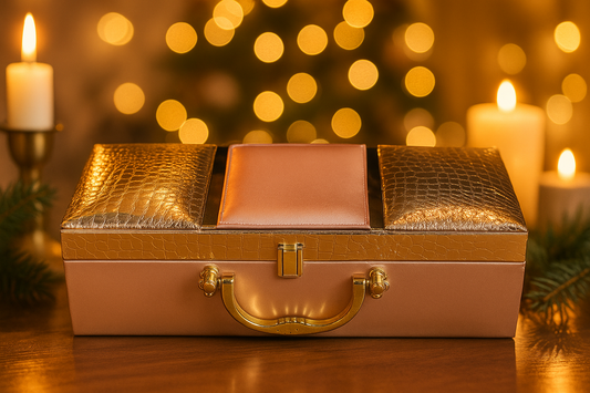3 JAR LEATHER BOX PEACH