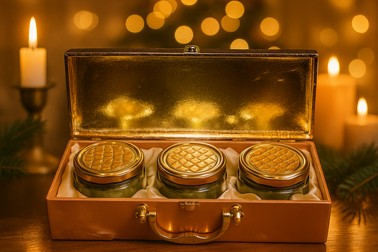 3 JAR LEATHER BOX PEACH