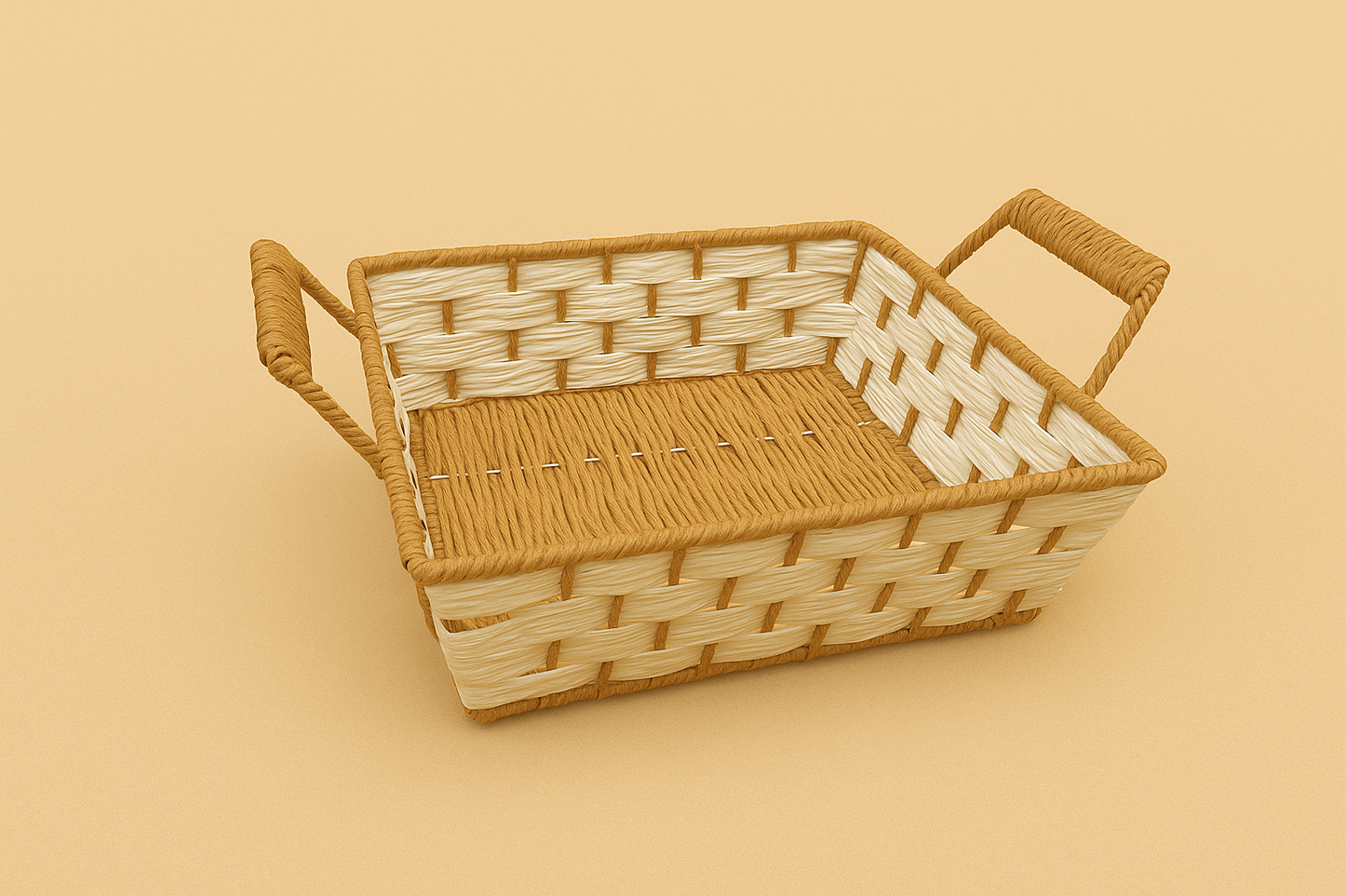 RECTANGULAR BASKET BROWN N WHITE