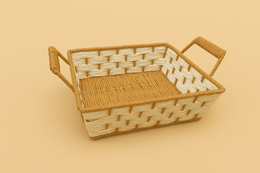 RECTANGULAR BASKET BROWN N WHITE