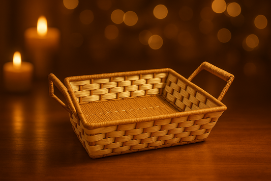 RECTANGULAR BASKET BROWN N WHITE