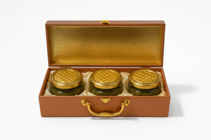 3 JAR LEATHER BOX PEACH