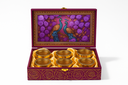 6 JAR PEACOCK DESIGN FANCY JAR BOX PURPLE